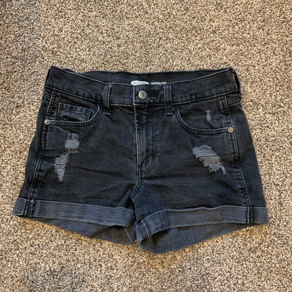 Black Denim Boyfriend Short Mid-Rise